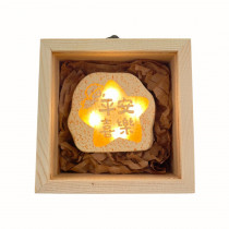 木盒石頭燈-平安喜樂